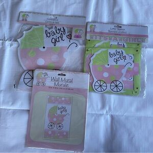 Baby Girl Baby Shower Decorations 3 Pack Bundle $10.00